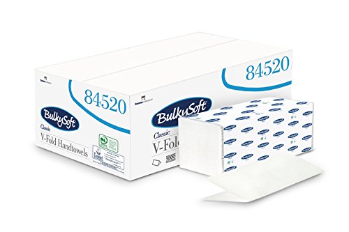 Bulky Soft Bs-84520 - Asciugamani Di Carta, Piegati A V, 2 Strati, 21 Cm X 24 Cm, Bianco Brillante (Confezione Da 3000)