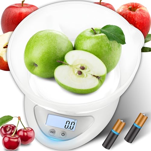 Retoo Bilancia Da Cucina Digitale Con Funzione Tara, Ciotola Da 790 Ml, Funzione Di Pesatura 1 G, Display Lcd, Spegnimento Automatico, 11,3 Cm X 5,3 C