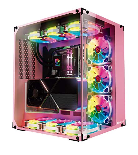 Talius Cronos Orchid Scatola Gaming Atx, Vetro Temprato, Ventole Iris Rgb (Disponibile In Tre Colori) (Pink)