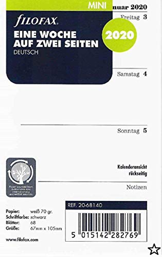 Filofax 2020 - Agenda Settimanale Mini, Su 2 Pagine