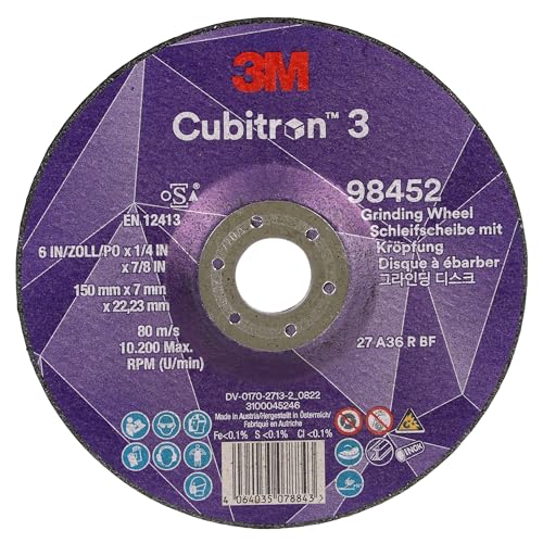 Disco Da Sbavo A Centro Depresso 3M Cubitron 3, 98452, 36+, T27, 150 Mm X 7 Mm X 22.23 Mm, En, 10/Pack