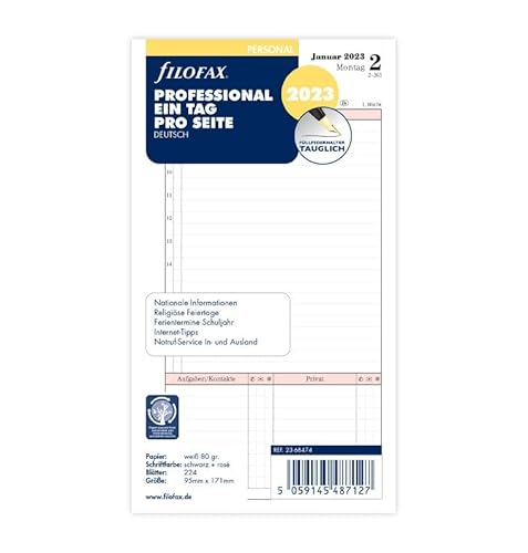 Filofax Professionista Personale 1 Giorno Su 1 Pagina (Tedesco) 2023