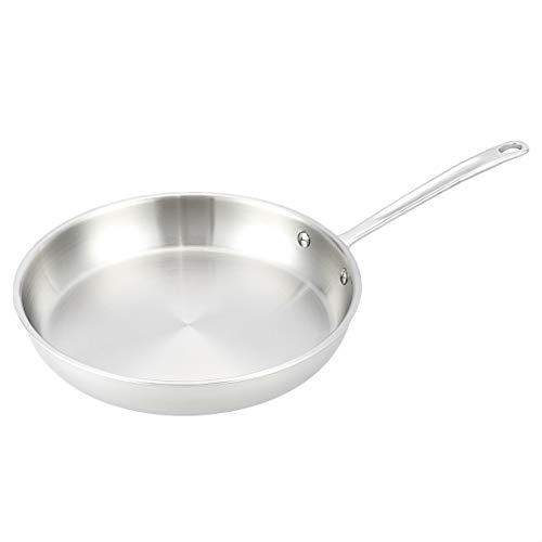 Amazon Basics Padella A Tre Strati In Acciaio Inossidabile, 30 Cm, Manico Resistente Al Calore, Argento (Precedentemente Marchio Amazoncommercial)