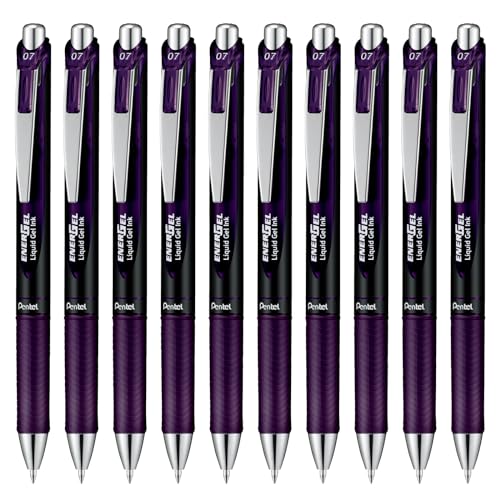 Pentel Energel Xm Bl77A2 - Penna Gel Con Meccanismo A Stampa, 12 Pz, Colore: Nero Bordeaux