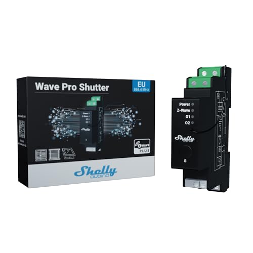 Shelly Wave Pro Shutter, Interrutore Tapparelle Z-Wave Su Guida Din Con Timer, 16 A Per Canale, Control Remoto Per Persiane Avvolgibili E Tende Gamma