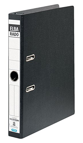 Elba 81414 - Raccoglitore Ad Anelli Rado, A4, Larghezza Dorso 5 Cm, Targhetta Dorso Incollata, 10 Pezzi, Colore: Nero