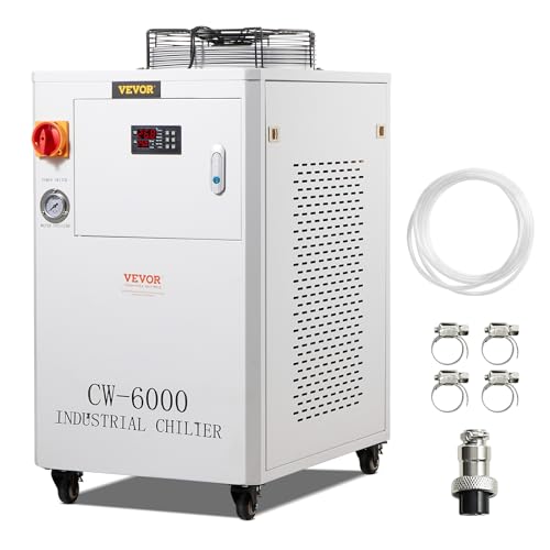 Vevor Refrigeratore D'Acqua Industriale, Cw-6000, Sistema Di Raffreddamento 1500 W Con Compressore, Capacità Del Serbatoio Dell'Acqua Da 15 Litri, Por