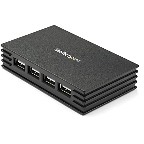 Startech.Com Hub Usb 2.0 A 4 Porte Con Adattatore Di Alimentazione, Nero, Cavo Usb 2.0 A/B Maschio-Maschio Da 90 Cm (St4202Usbgb)