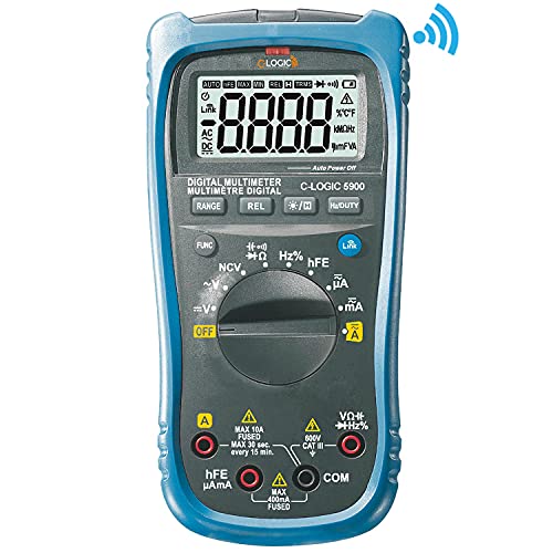 C-Logic 775517 Multimetro Digitale Con Connessione Bluetooth 4000 Counts Clogic5900Cbint Nero/Blu