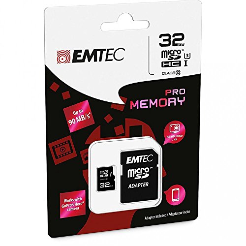 Emtec 32 Gb Microsdhc Pro 32 Gb Classe 10 Uhs-I - Memoria Flash (32 Gb, Microsdhc, Classe 10, Uhs-I, 90 Mb/S, Colore: Nero