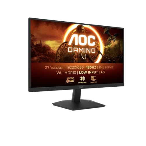 Aoc Gaming 27G15N2 - Monitor Fhd Da 27 Pollici, 180 Hz, 1 Ms, Adaptivesync (1920X1080, 2X Hdmi, Displayport) Nero