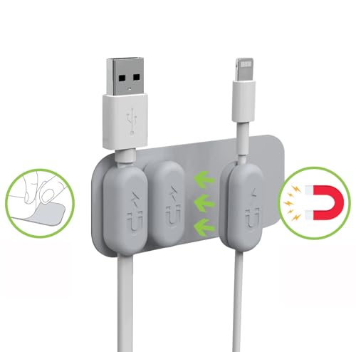 Techly 368277 Organizzatore Di Cavi Magnetico A Quattro Fermacavi Con Base Grigio