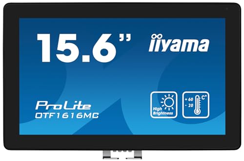 Iiyama Prolite Otf1616Mc-B1 - Monitor Led Va Da 39,5 Cm, 15,6", Full Hd Semi-Outdoor Frame 10 Punti, Multitouch Capacitivo 935 Cd/M² Vga Hdmi Dp Rj45 
