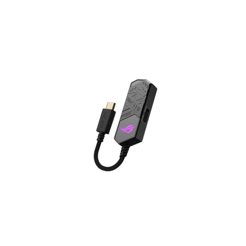 Rog Clavis Usb-C To 3.5 Mm Gaming Dac With Ai Noise-Canceling Mic, Mqa Rendering Tech, Ess 9281 Quad Dac, Audio Amplifier And Aura Sync. Rog Clavis Is
