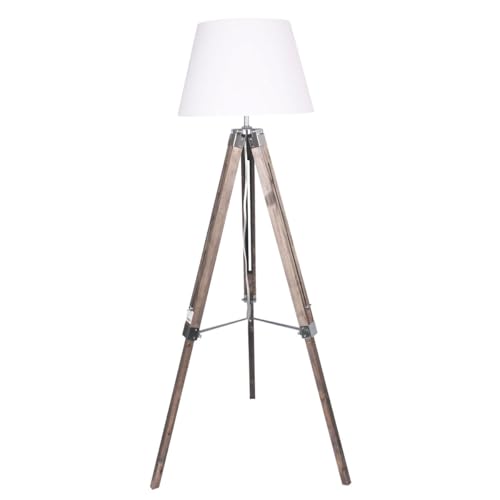 Home Esprit Lampada Da Terra Bianco Marrone Legno 40 X 40 X 150 Cm