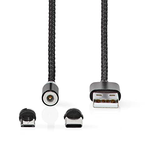 Cavo Usb | Usb 2.0 | Usb-A Maschio | Usb Micro-B Maschio/Usb-Ct Maschio | No Data Transfer | Placcato Nickel | 2.00 M | Tondo | Nylon | Nero | Scatola