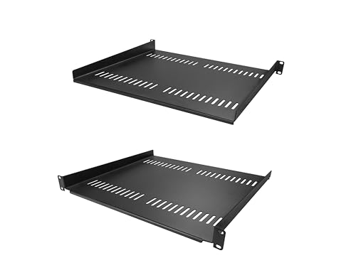 Startech.Com 2-Pack 1U Server Rack Shelf, Vented Rack Mount Cantilever Shelf, Heavy-Duty Steel, 44Lb/20Kg Capacity, 16" Deep