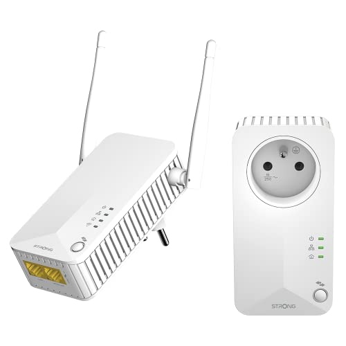 Strong Powerlwf600Duofrv2 - Presa Cpl Wifi Duo - Kit Cpl - 600 Mbps/Wifi 300 Mbps - Compatibile Con Qualsiasi Box/Router - 1 Porta Ethernet + Presa Fi
