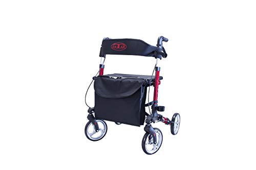 Antar 14651 Premium In Alluminio Rollator Set, Leggero Del Viaggio Rollator Con Accessori, Pieghevole In 3 Per Bagagliaio, Viaggio E Volo, Altezza Reg