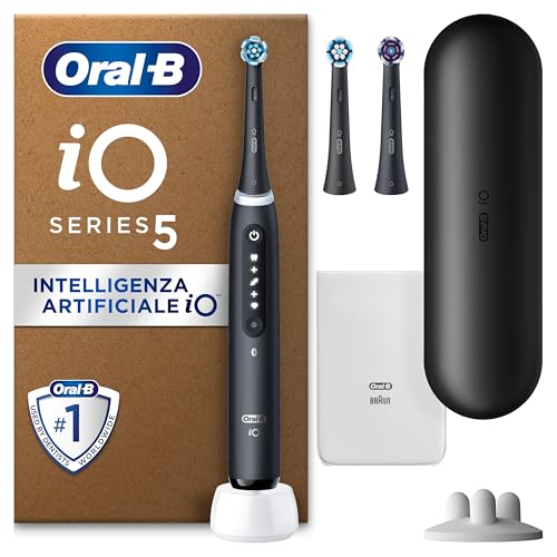 Oral-B Spazzolino Elettrico Ricaricabile Io 5 Nero, 3 Testine Di Ricambio, 1 Custodia Da Viaggio. 1 Spazzolino