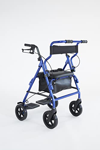 E-Wiwa Rollator In Alluminio Trasformabile In Carrozzina, Con Pedane Indipendenti, Impugnature Anatomiche Regolabili In Altezza, Sedile, Poggiaschiena