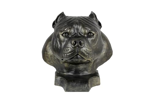 Art-Dog Collezione Testa Grande American Bully Ii Urna - Scatola Per Cremazione In Resina Fatta A Mano Con Finitura In Bronzo Fuso A Freddo - Dimensio