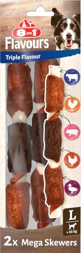 8In1 Triple Flavour Mega Skewers Bastoncini Da Masticare Grandi Per Cani - Snack Da Masticare Con Carne Extra, Busta Da 160 G (2 Pezzi)