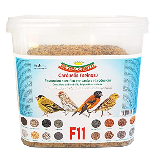 Re Del Canto, F11 Canto E Riproduzione - 1 Pack Da 3Kg - Pastone+Miscela Semi - Alimento Per Cardellini, Lucherini, Organetti, Verzellini, Cardinalini