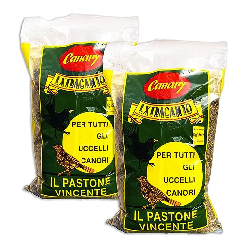 Canary, Extracanto, 1 Pack Da 3Kg, Mangime Per Uccelli Canori, Pastoncino Classico Morbido, Alimento Per Merlo, Tordo Bottaccio, Cesena, Sassello, All