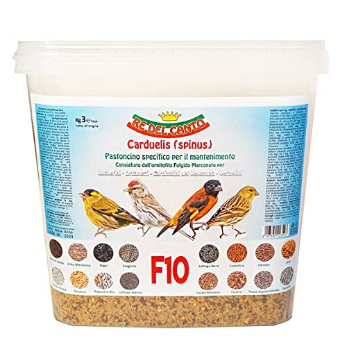 Re Del Canto, F10 Mantenimento - 1 Pack Da 3Kg - Pastone Con Miscela - Alimento Per Cardellini, Lucherini, Organetti, Verzellini, Cardinalini Del Vene
