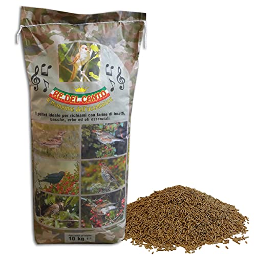 Re Del Canto, Mantenimento - 1 Pack Da 10Kg - Pellet 1,5Mm - Alimento Per Uccelli Canori: Merli, Tordi Bottaccio, Sasselli, Cesene, Fringuelli, Peppol