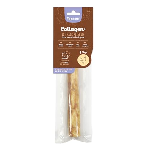 Record - Snack Premium Per Cani Collagen+ Gusto Pollo. Tronchetti Con Alto Valore Proteico. Masticativi Per Cani Ricchi Di Collagene. Senza Coloranti|