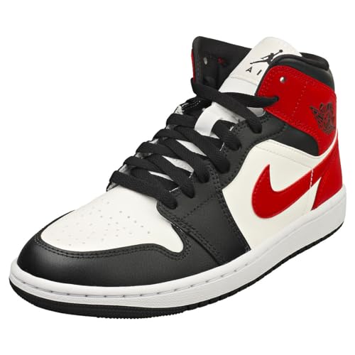 Jordan Air 1 Mid Sail/Gym Red-Off Noir-White (Bq6472 160), Vela/Palestra Red-Off Noir-Bianco, 43 Eu