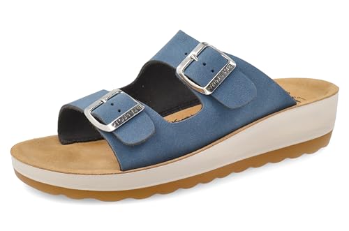 Fly Flot Castana, Ciabatte Donna In Tessuto, Aperte Con Doppia Fibbia Regolabile, Sottopiede In Pelle, Sandali, Avio, 38 Eu