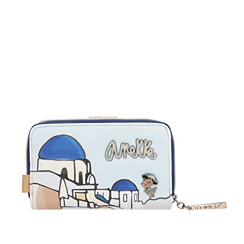 Anekke - Portafoglio Da Donna - Portafoglio Medio Da Donna - Portafoglio In Ecopelle Con Cerniera E Linguetta - Collezione Mediterranean - Accessori E
