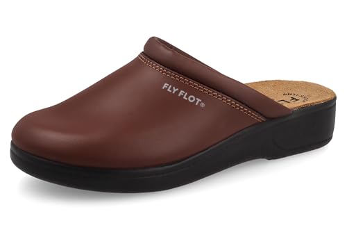 Fly Flot | Man Professional, Zoccoli Sanitari Uomo, Ciabatta Con Tomaia In Pelle E Sottopiede In Pelle Scamosciato, Testa Di Moro, 46