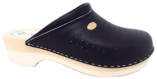 Sanital Light Sanitella 2350 Blu Forato Zoccoli Sottopiede Vero Legno Fondo Micro Leggero Rigato Tomaia Pelle Si Consiglia Di Ordinare Una Misura In P