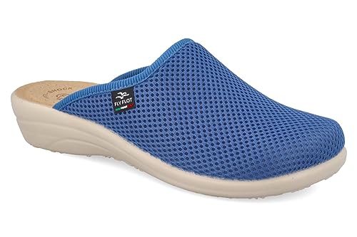 Fly Flot | Fresh Woman, Pantofole Donna Traspiranti, Ciabatta Con Tomaia In Rete Elastica, Sottopiede Imbottito In Pelle Antishock, Avio, 40