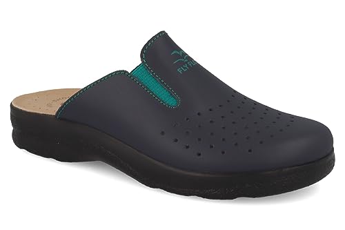 Fly Flot | Woman Professional, Zoccoli Sanitari Donna Con Elastico Regolabile, Ciabatta Con Tomaia In Pelle Forata, Sottopiede Imbottito In Pelle Anti