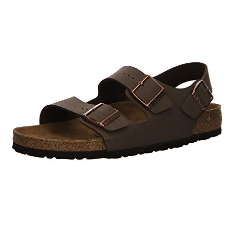 Birkenstock Classic Milano Birko-Flor Softfootbed - Sandali Unisex - Adulto, Marrone (Mocca Nubuk), 44 (Stretta)