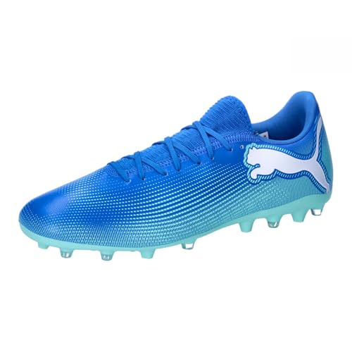 Puma Future 7 Play Mg, Soccer Shoe Unisex - Adulto, Hyperlink Blue Mint Puma White, 43 Eu