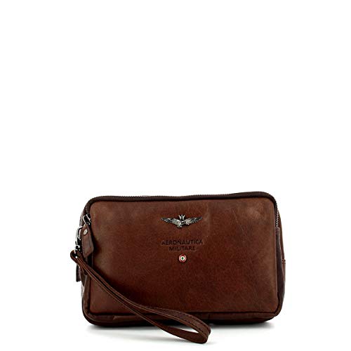 Aeronautica Militare Pochette Con Tracolla E Polsiera Uomo Vera Pelle Marrone