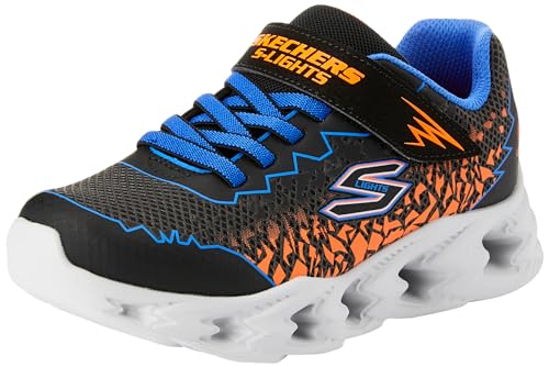 Skechers Boys, Sneaker, Black Synthetic/Blue & Orange Trim, 43 Eu