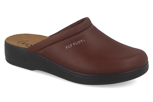 Fly Flot | Man Professional, Zoccoli Sanitari Uomo, Ciabatta Con Tomaia In Pelle E Sottopiede In Pelle Scamosciato, Testa Di Moro, 40