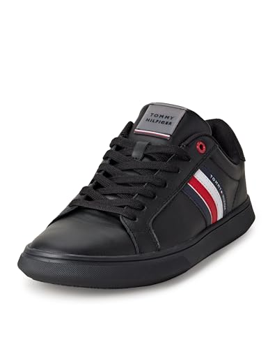 Tommy Hilfiger Essential Leather Cupsole, Sneaker Uomo, Triple Black, 42 Eu