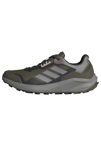 Adidas Terrex Rider Trail Running Shoes, Scarpe Basse Non Da Calcio Uomo, Olive Strata/Solid Grey/Orange, 41 1/3 Eu