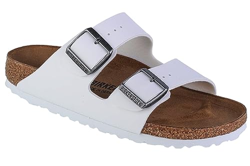 Birkenstock Arizona White, Birko Flor, Pianelle Donna, Bianco (Blanc Blanc), 37 Eu Stretta