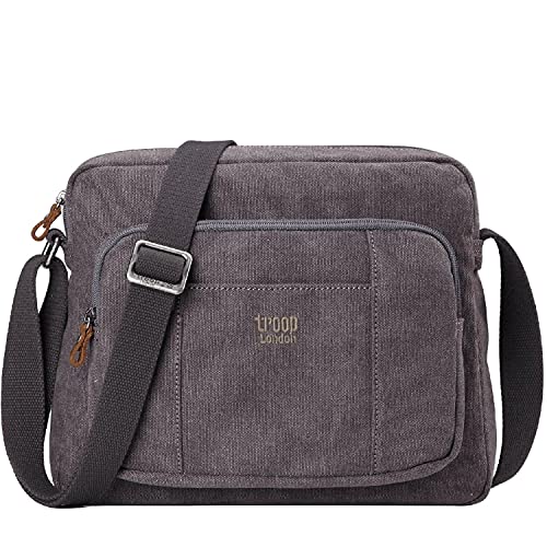 Trp0234 Troop London Classic Canvas Across Body Bag - Charcoal