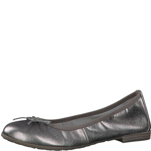 Marco Tozzi Ballerine Donna In Pelle Con Fiocco, Argento (Pewter), 40 Eu