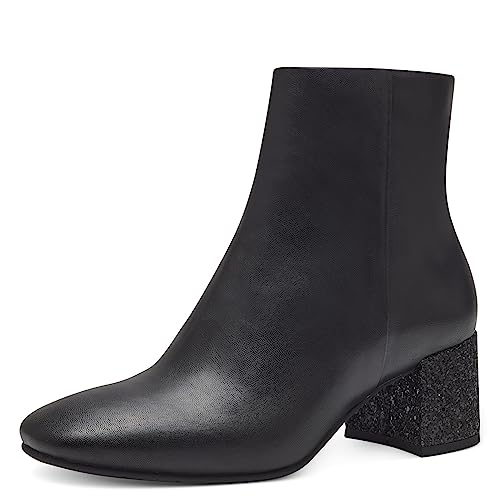 Marco Tozzi Stivaletti Donna Con Tacco In Pelle Sintetica Eleganti, Black Comb, 39 Eu